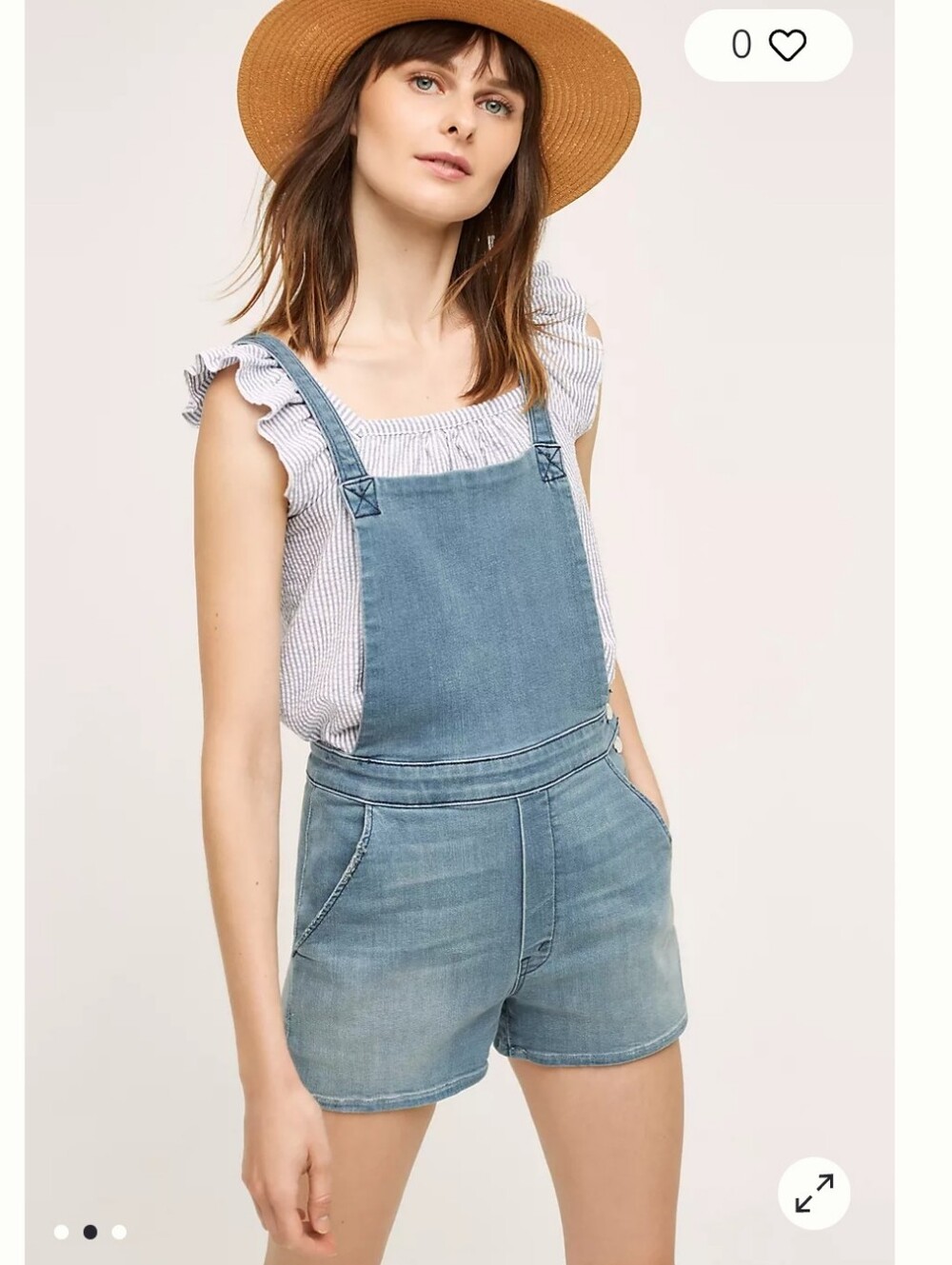 MOTHER SWOONER DISTRESS DENIM SHORTS  OVERALLS WOMENS SIZE 27